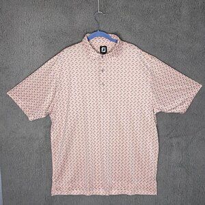 FootJoy Lisle Leaping Dolphins Golf Polo Men's‎ Sz XL Pink Gray Graphic EUC